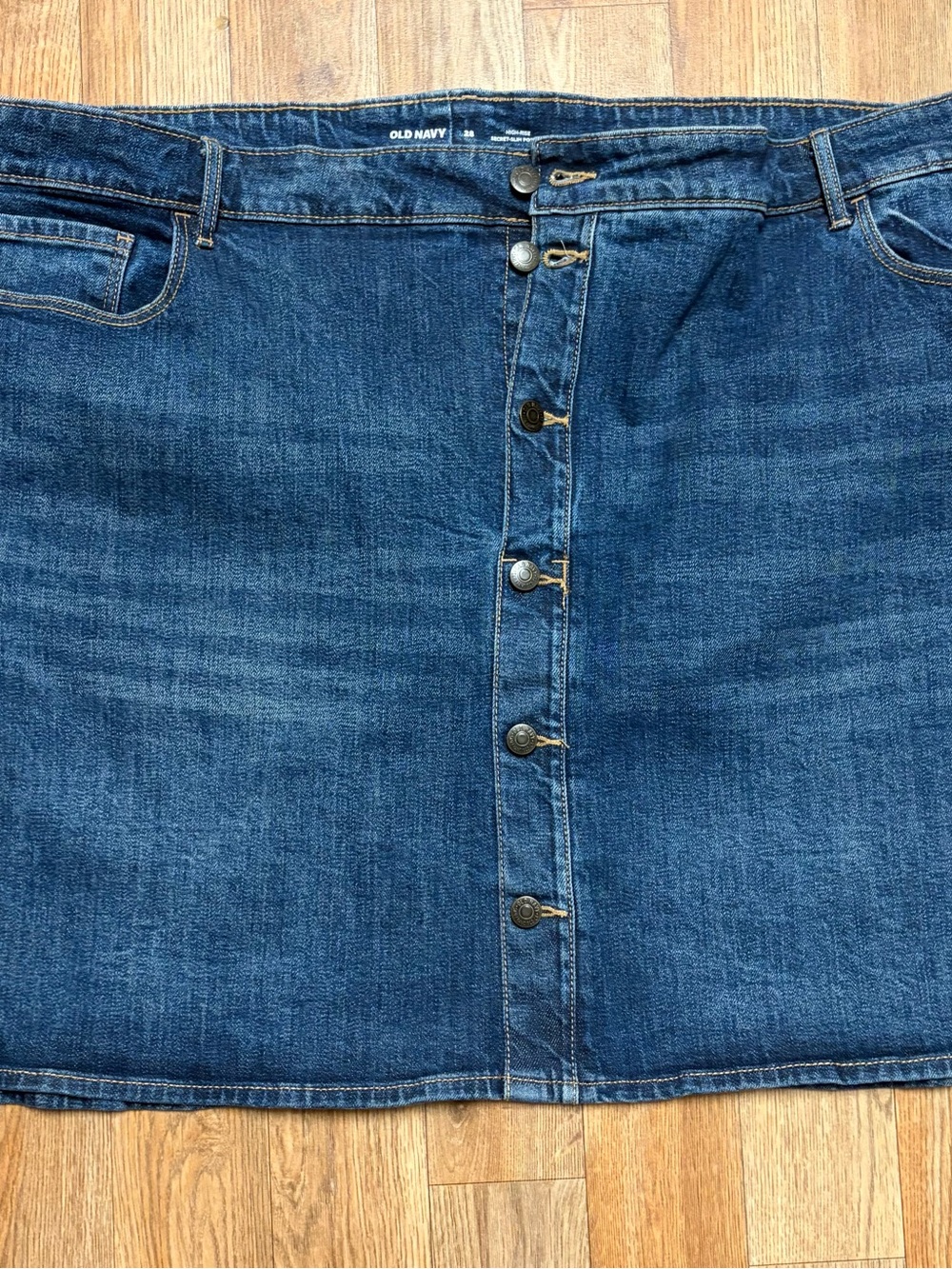 Old Navy Dark Blue Button-Front Denim Mini Skirt